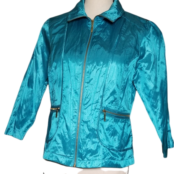 BLUE  JACKET Metallic petite 6 Ruby Rd - Picture 1 of 9